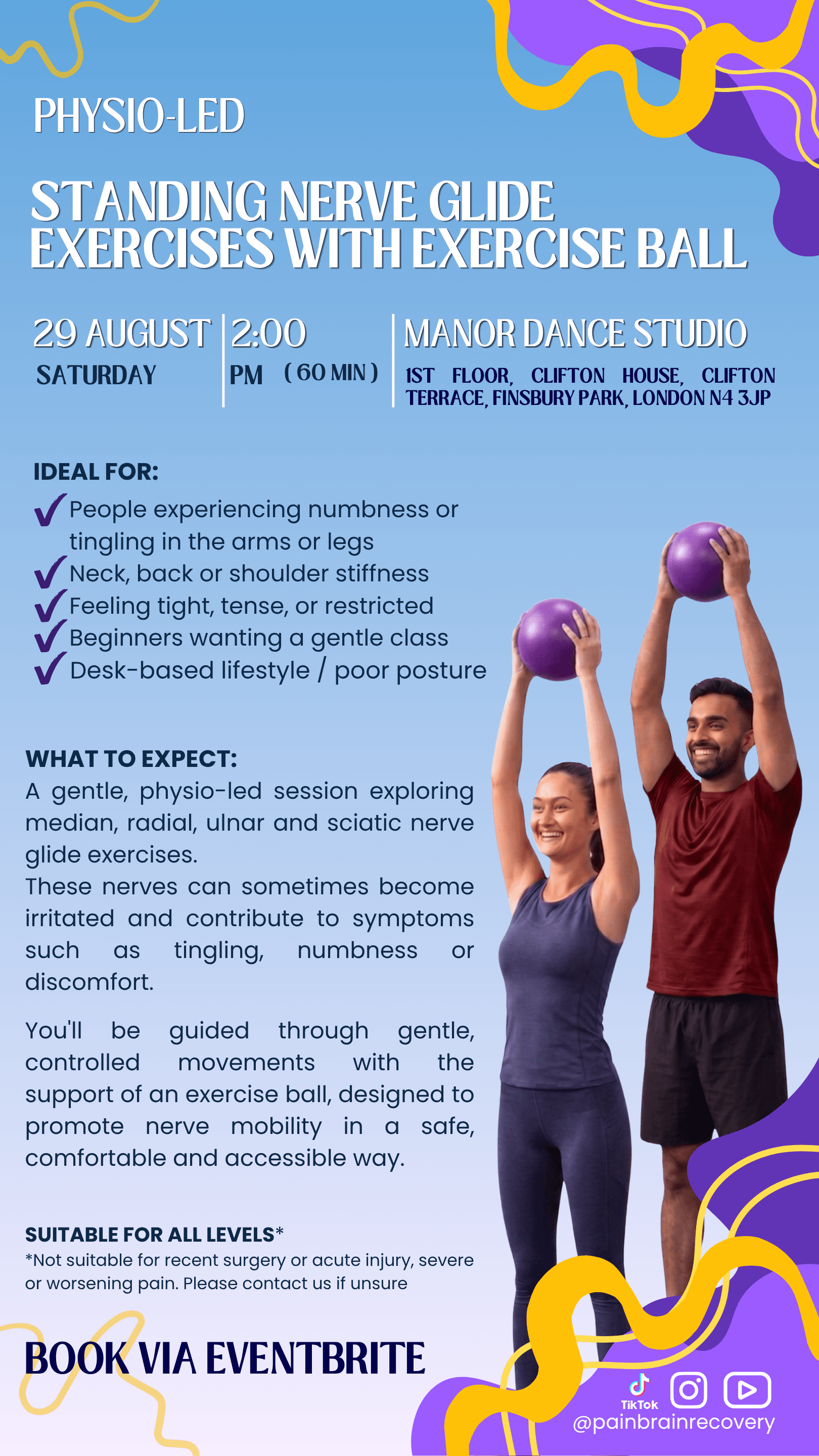 Physio-Led Standing Nerve Glide Exercises with Exercise Ball